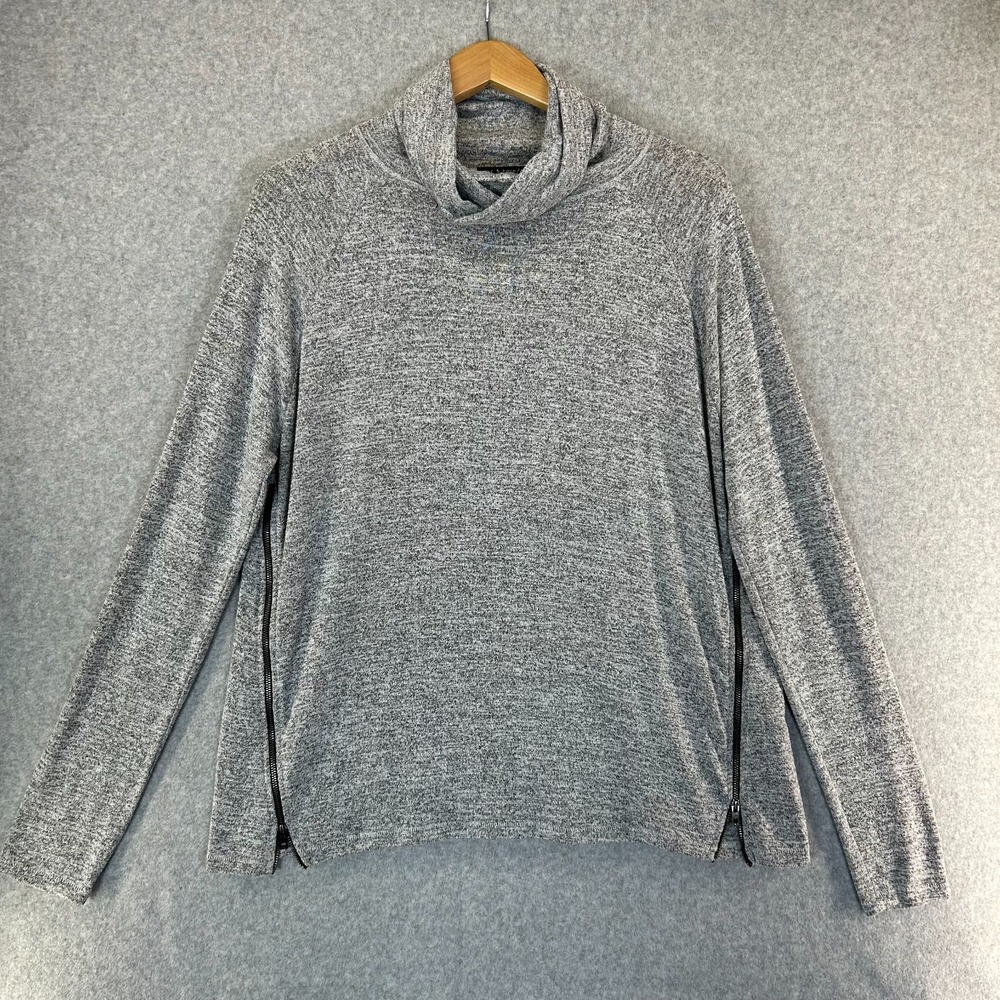 RAG & BONE Jeans Turtleneck Sweater Shirt Heather Gray LS Side Zip Womens Medium